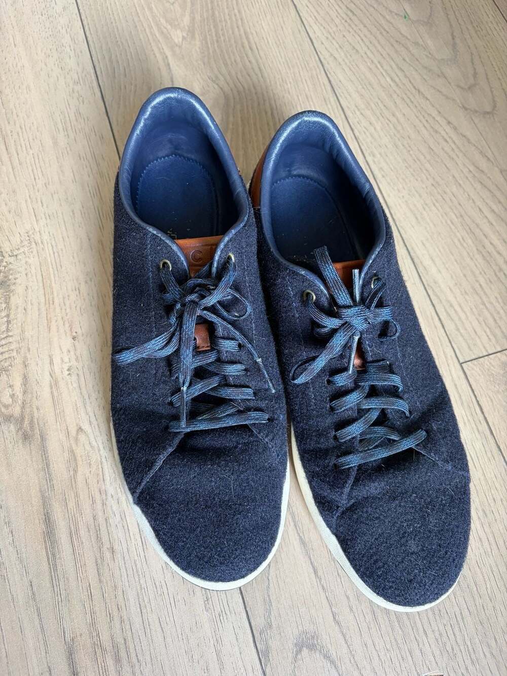Cole Haan Original Pro Mens 8.5 Wool Tennis Sneaker Shoes Navy Blue Lace Up